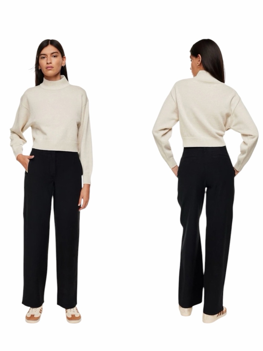 Aritzia Wilfred Free Ascendant Utility Pants Black High Rise Wide Leg Size 10